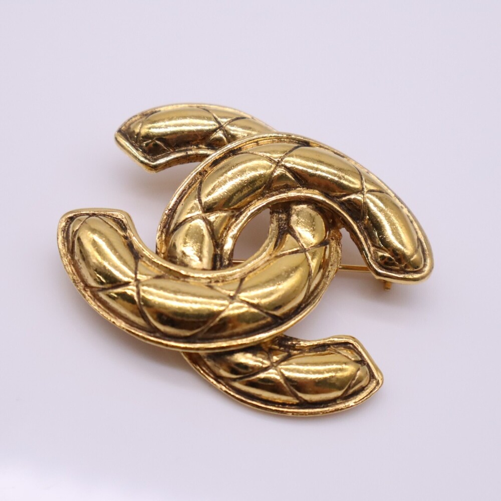 CHANEL Coco Mark Brooch, Gold GP, Women's